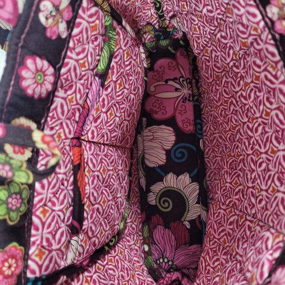 Vera Bradley Mod Floral Pink Tote and Makeup Pouch Set Pink Burgundy - Picture 4 of 9